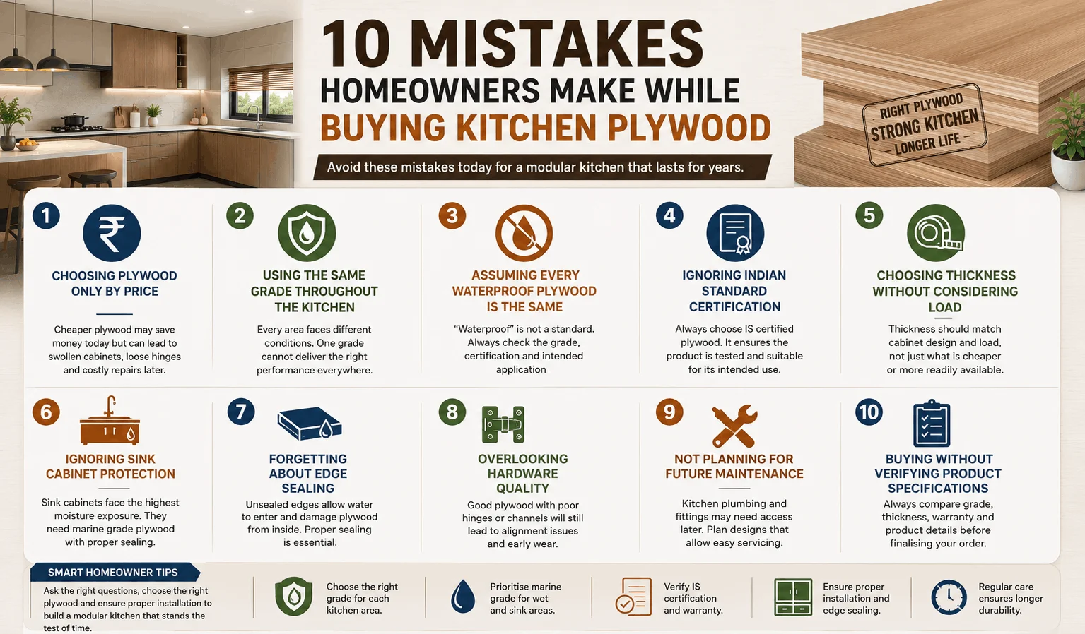 10 Common Mistakes Homeowners Make While Choosing Kitchen Plywood